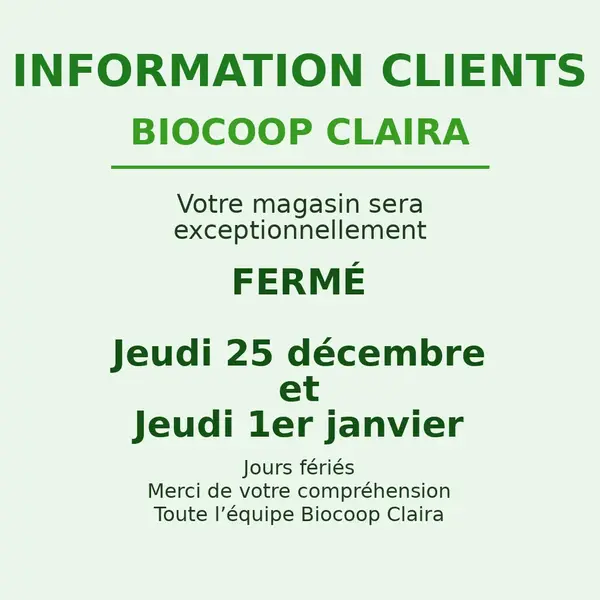 Fermeture jours fériés 